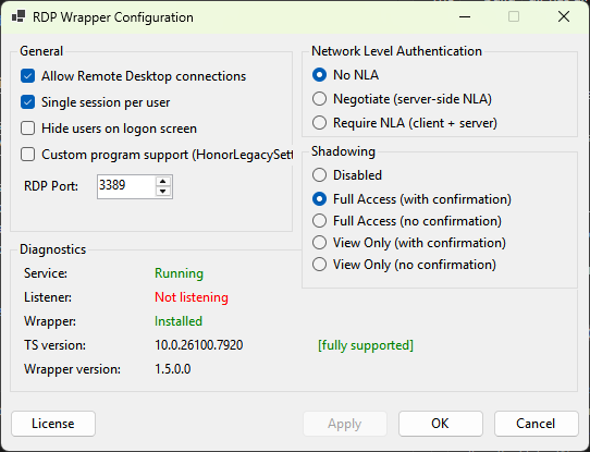 RDPConf configuration window